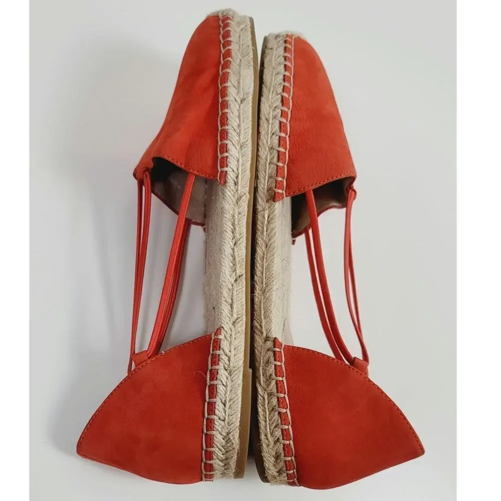 EILEEN FISHER Lee Tumbled Nubuck Espadrille in Red, sz 10